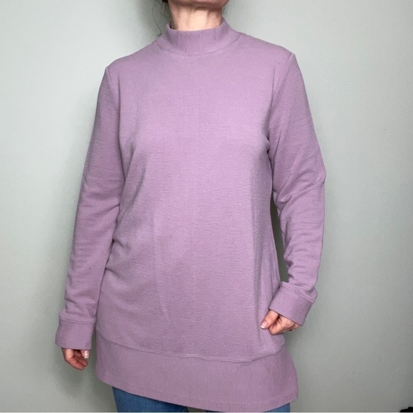 Northern Reflections Mock Neck Ribbed Long Sleeve Top (Longer Length) - Picture 1 of 9